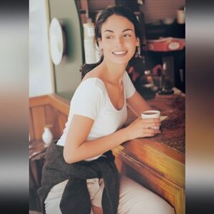 H&M White Ribbed Bodysuit Deep Scoop neck At The Back M Cotton